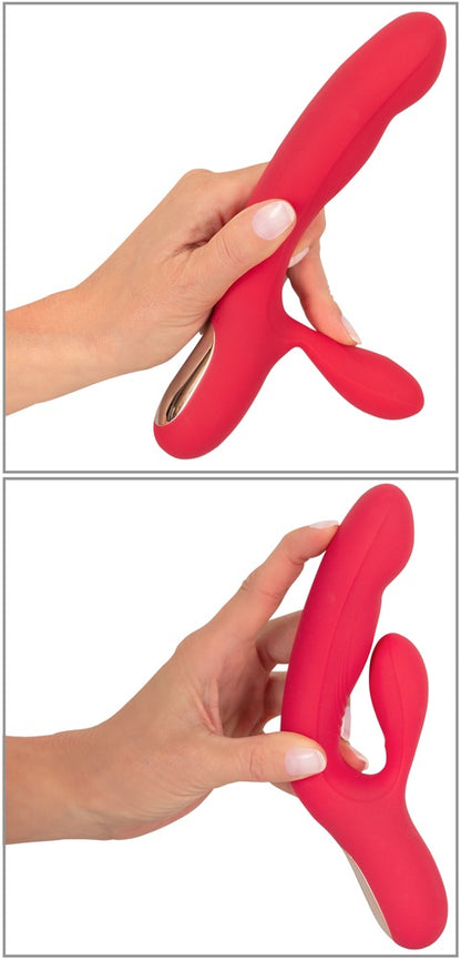 Sweet Smile Thumping Rabbit Vibrator mit pochendem Schaft, rot