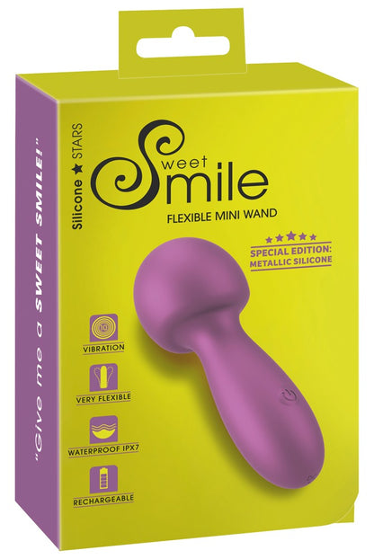 Sweet Smile Flexible Mini Wand kleiner Massagestab, Metallic rosa