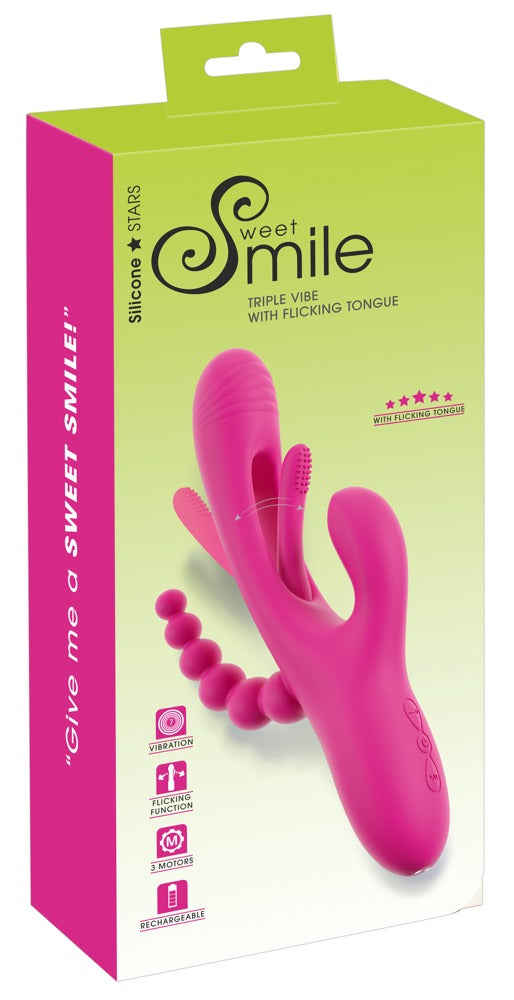 Sweet Smile Triple Vibe with Flicking Tongue für dreifache Action, pink