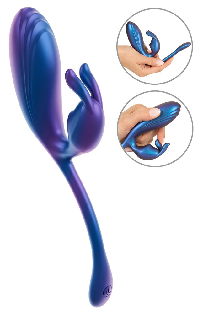 Sweet Smile Metallic Flexible Double Bullet Dual-Vibrator, blau