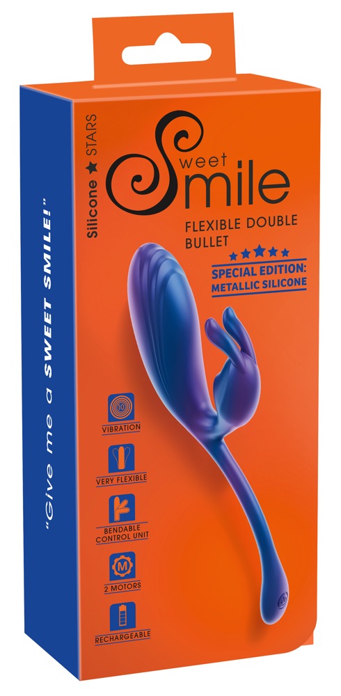 Sweet Smile Metallic Flexible Double Bullet Dual-Vibrator, blau