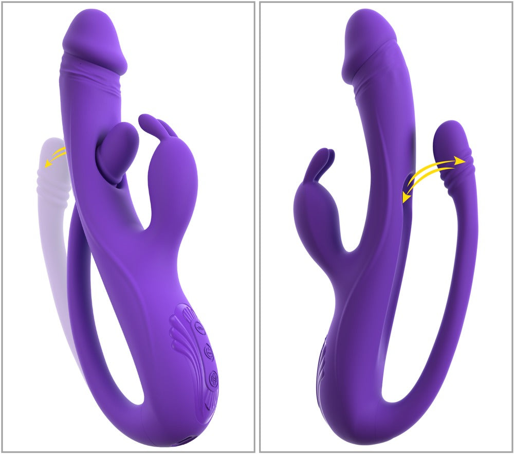Sweet Smile Rabbit Vibrator with G-Spot/Anal Tickler, lila