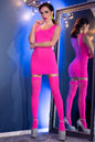 Chilirose Nahtloses Minikleid + Strümpfe CR4305 Hotpink