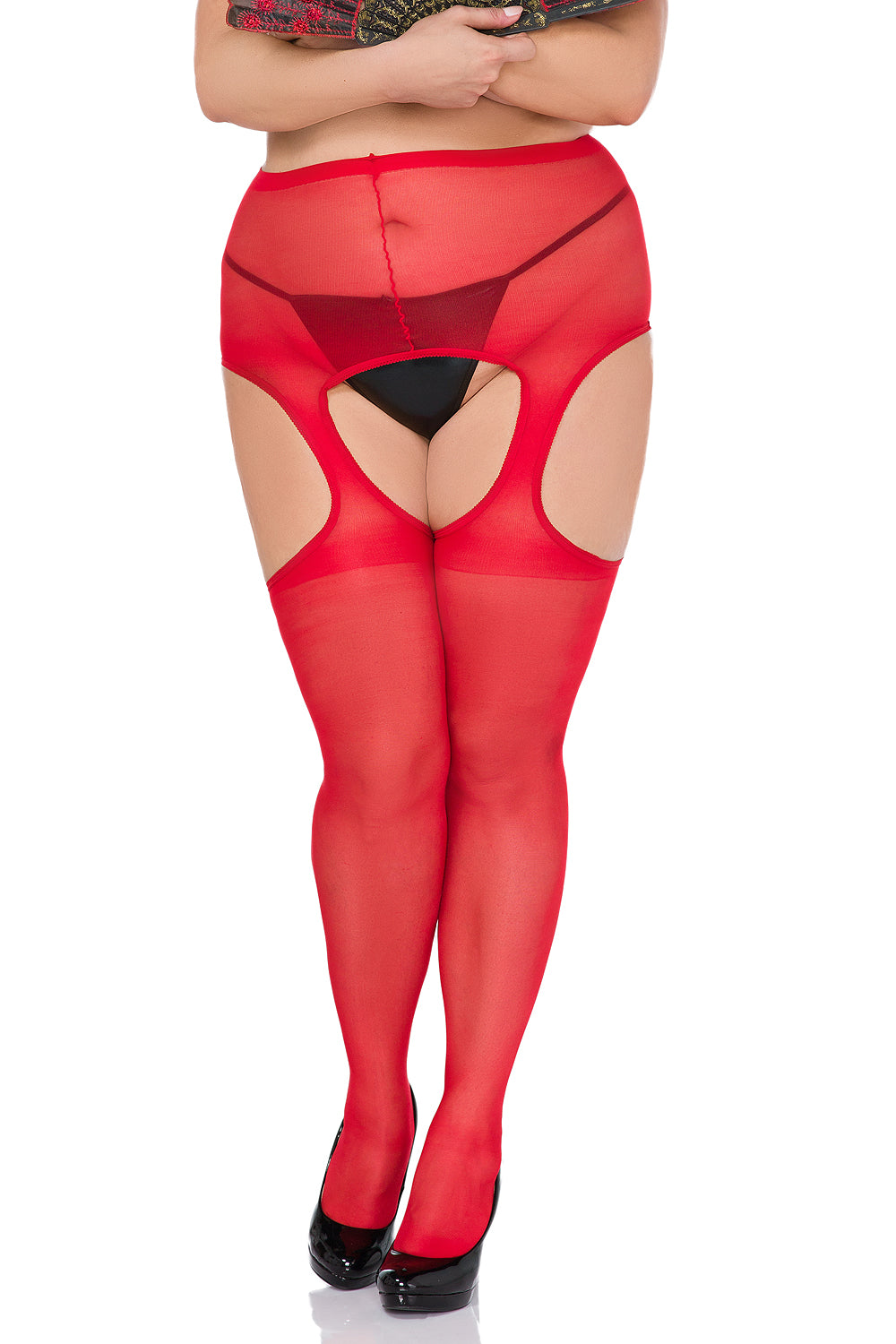 Andalea Plus Size Strumpfhose STP/02/5 rot