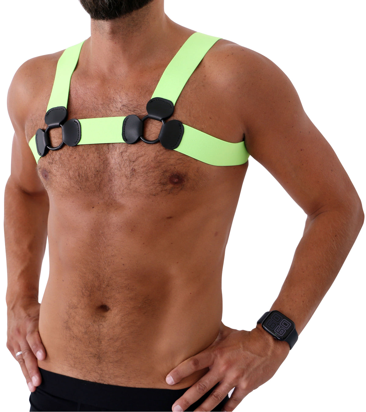 SAXOS PVC Brust Harness schwarz S/M