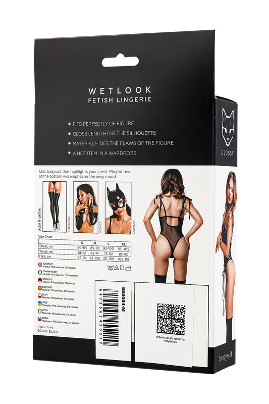 GLOSSY Wetlook Bodysuit with lacing S