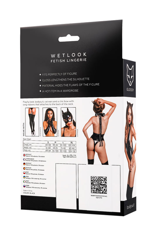 GLOSSY Wetlook Bodysuit and cat ears S