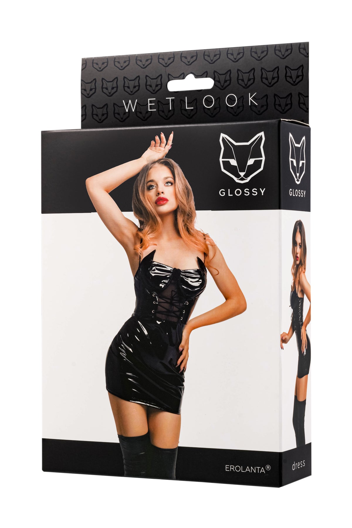 GLOSSY Wetlook Dress with front lacing S