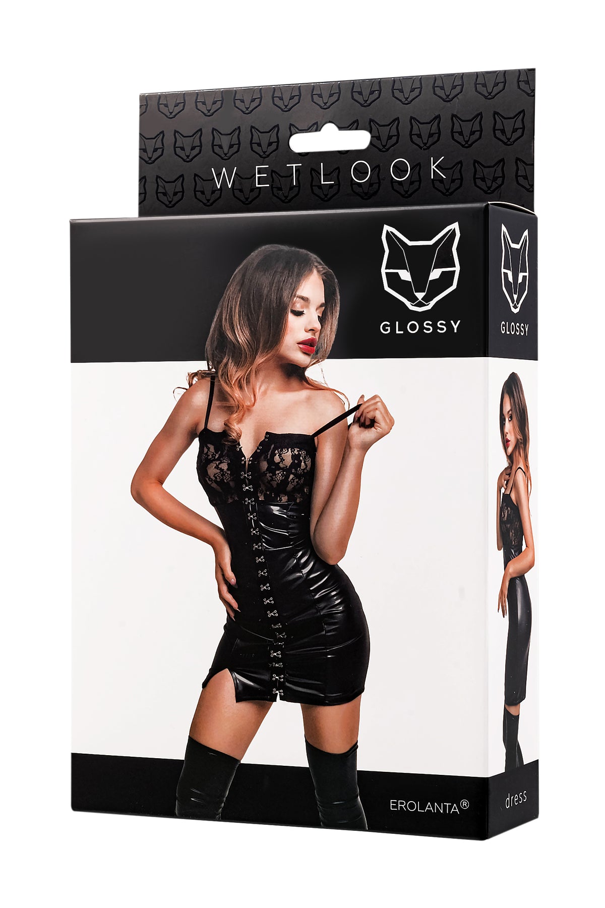 GLOSSY Wetlook Dress with lacing complete S