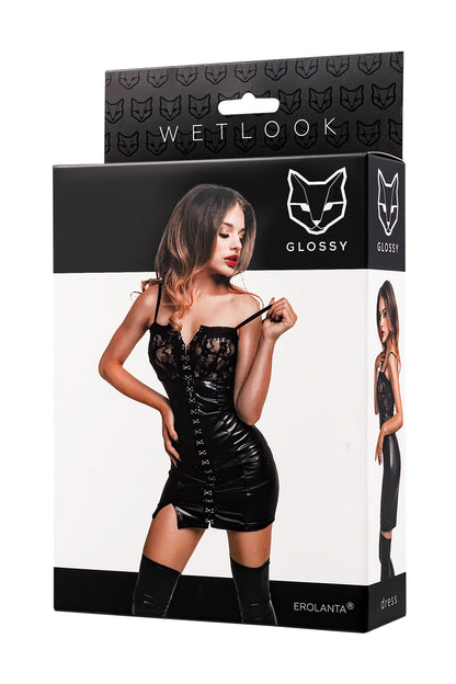 GLOSSY Wetlook Dress with lacing complete S