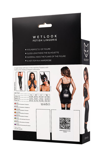 GLOSSY Wetlook Dress with lacing complete S