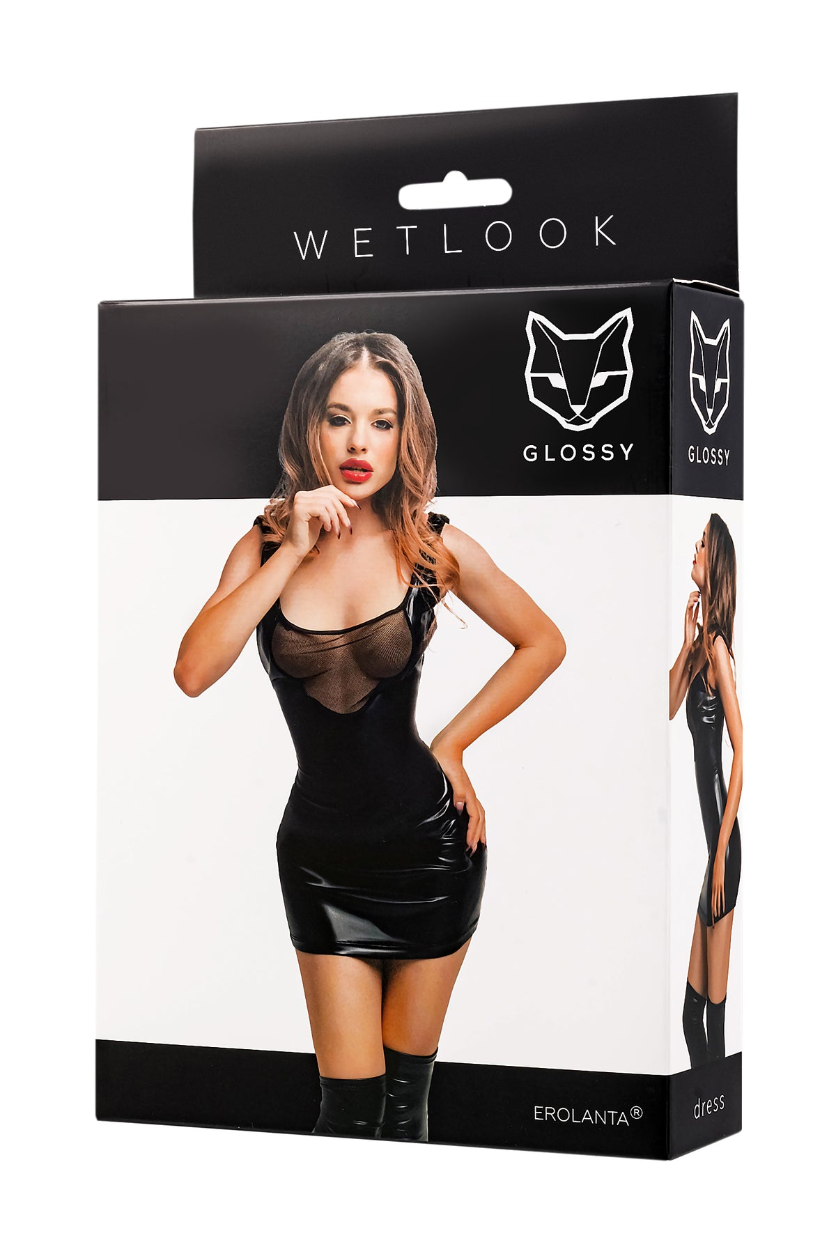 GLOSSY Wetlook Dress with transparent top S