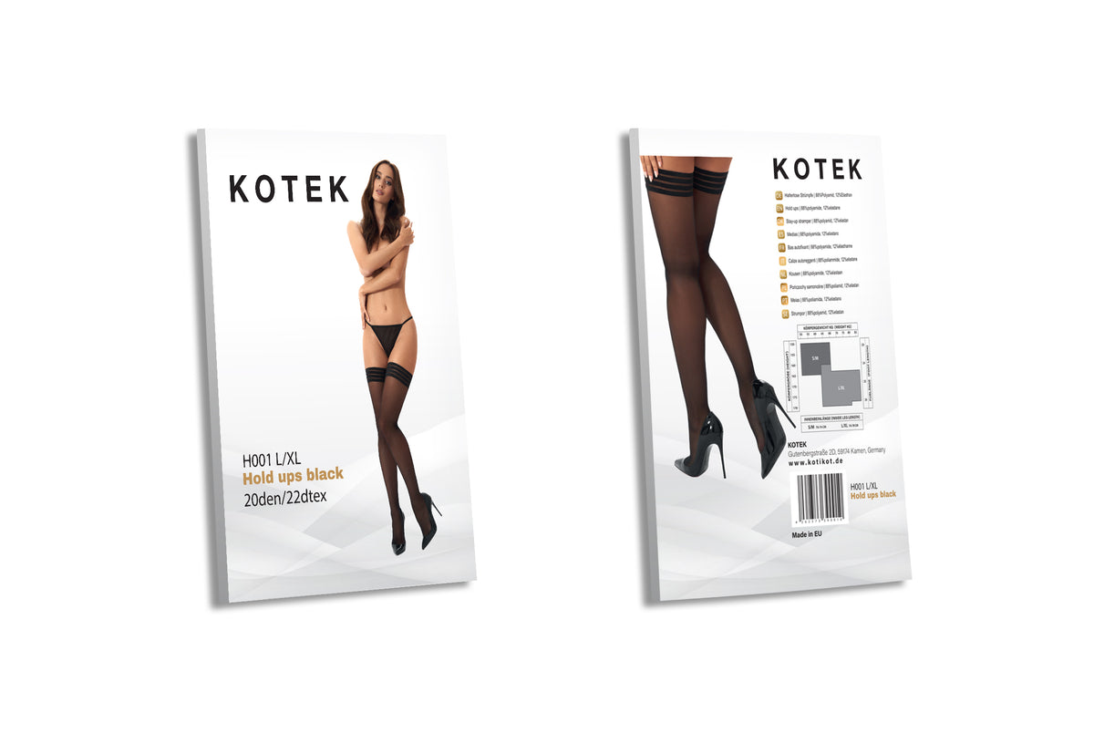 KOTEK Halterlose Strümpfe H001 schwarz S/M