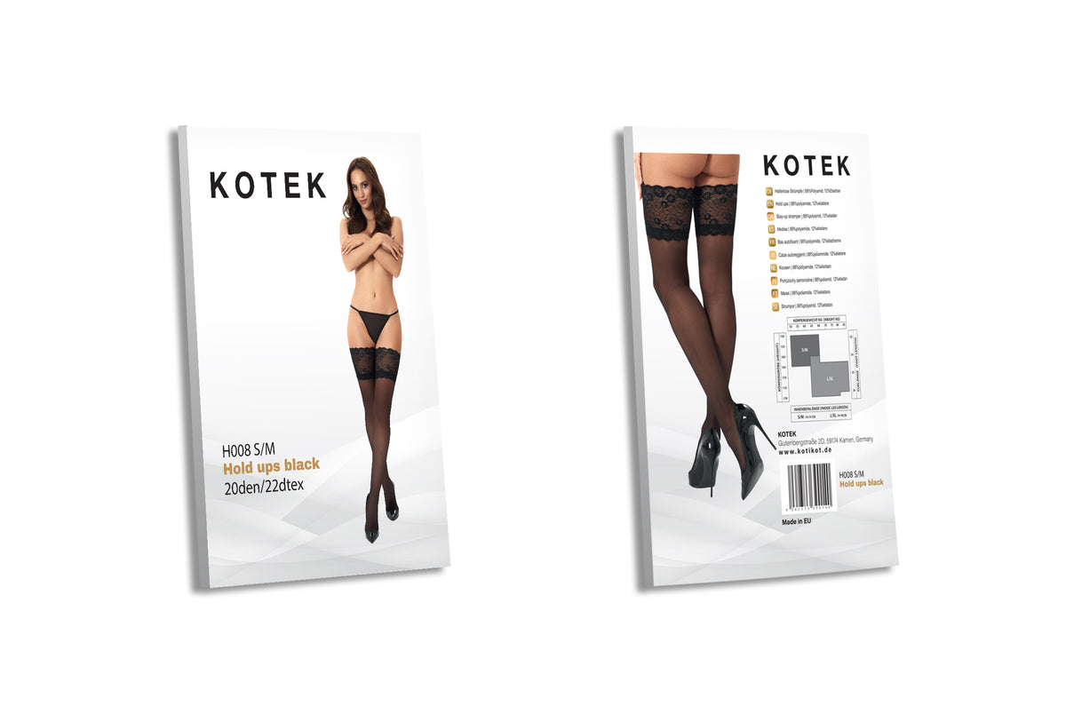 KOTEK Halterlose Strümpfe H008 schwarz S/M