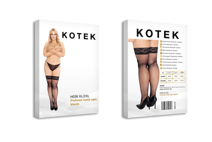 KOTEK Halterlose Strümpfe Fishnet H036 schwarz XL/2XL