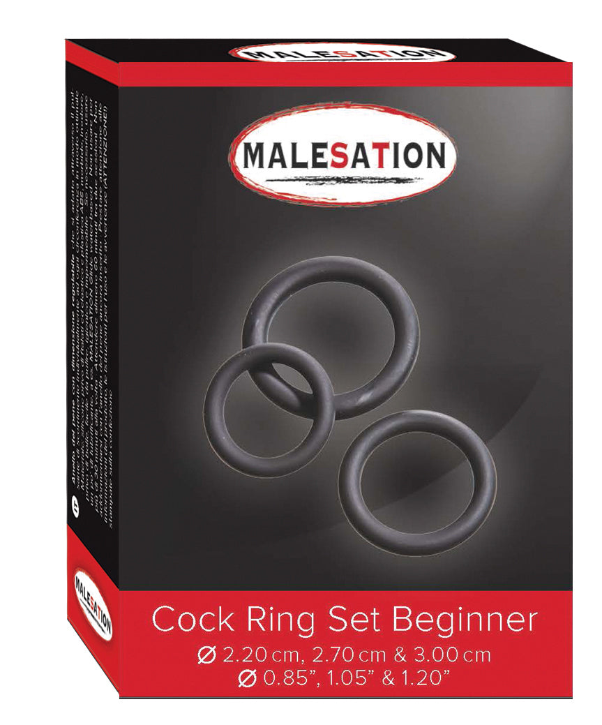 MALESATION Penisring Set Beginner (Ø 2,20 cm, 2,70 cm & 3,00 cm)